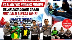 Gandeng Ojol Kamtibmas, Satlantas Polres Ngawi Gelar Aksi Donor Darah HUT Lalu Lintas ke-71