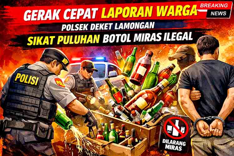 Gerak Cepat Laporan Warga, Polsek Deket Lamongan Sikat Puluhan Botol Miras Ilegal