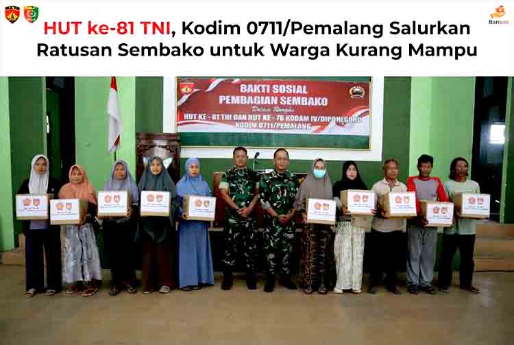HUT ke 81 TNI, Kodim 0711 Pemalang Salurkan Ratusan Sembako untuk Warga Kurang Mampu