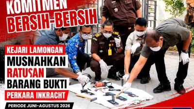 Komitmen Bersih Bersih, Kejari Lamongan Musnahkan Ratusan Barang Bukti Perkara Inkracht Periode Juni–Agustus