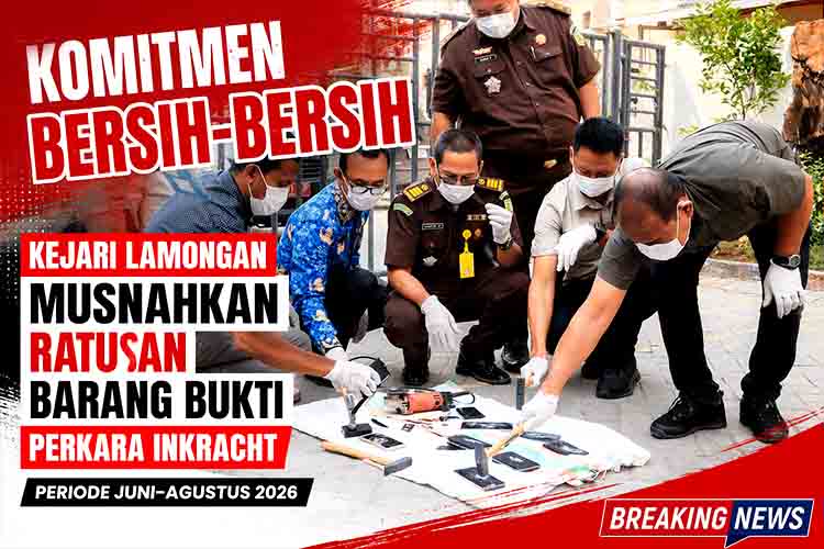 Komitmen Bersih Bersih, Kejari Lamongan Musnahkan Ratusan Barang Bukti Perkara Inkracht Periode Juni–Agustus