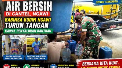 Krisis Air Bersih di Cantel, Babinsa Kodim Ngawi Turun Tangan Kawal Penyaluran Bantuan