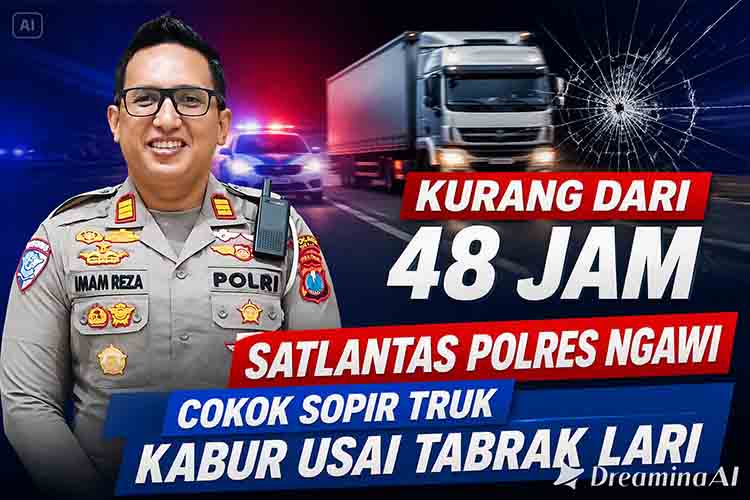 Kurang dari 48 Jam, Satlantas Polres Ngawi Cokok Sopir Truk Kabur Usai Tabrak Lari