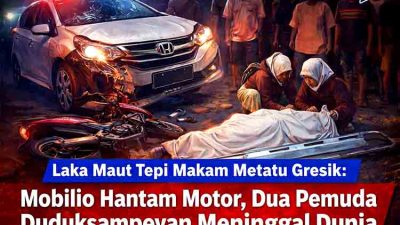 Laka Maut Tepi Makam Metatu Gresik: Mobilio Hantam Motor, Dua Pemuda Duduksampeyan Meninggal Dunia