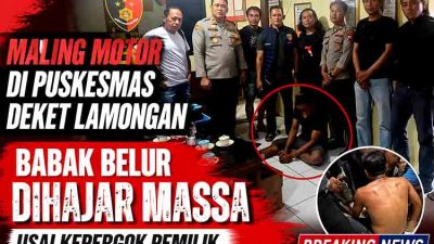 Maling Motor di Puskesmas Deket Lamongan Babak Belur Dihajar Massa Usai Kepergok Pemilik