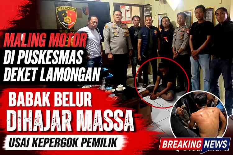 Maling Motor di Puskesmas Deket Lamongan Babak Belur Dihajar Massa Usai Kepergok Pemilik