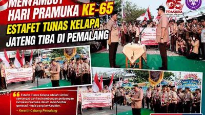 Menyambut Hari Pramuka ke-65, Estafet Tunas Kelapa Jateng Tiba di Pemalang