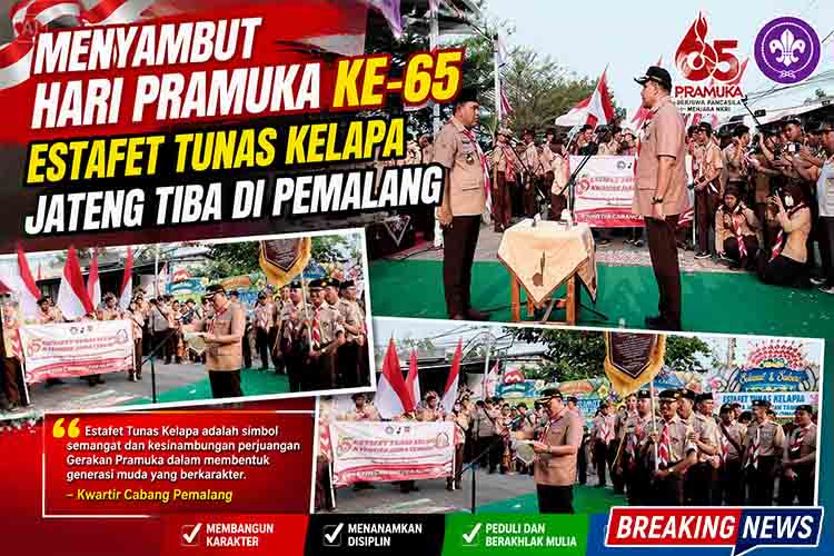 Menyambut Hari Pramuka ke 65, Estafet Tunas Kelapa Jateng Tiba di Pemalang