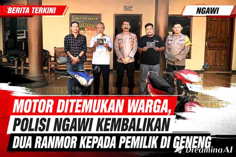 Motor Ditemukan Warga, Polisi Ngawi Kembalikan Dua Ranmor kepada Pemilik di Geneng