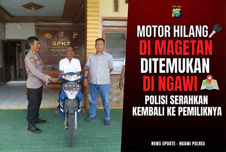Motor Hilang di Magetan Ditemukan di Ngawi, Polisi Langsung Serahkan Kembali ke Pemiliknya