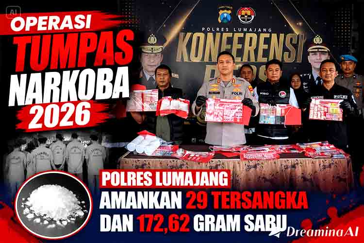 Operasi Tumpas Narkoba 2026 Polres Lumajang Amankan 29 Tersangka dan 172,62 gram Sabu