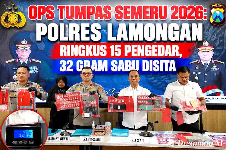 Ops Tumpas Semeru 2026 Polres Lamongan Ringkus 15 Pengedar, 32 Gram Sabu Disita