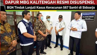 Pasca Keracunan Massal 567 Santri di Sidoarjo, Dapur MBG Kalitengah Resmi Disuspensi BGN