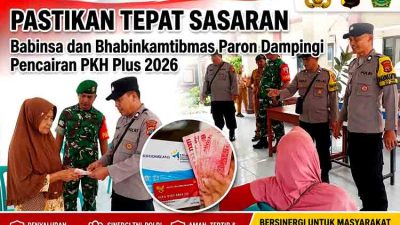 Pastikan Tepat Sasaran, Babinsa dan Bhabinkamtibmas Paron Dampingi Pencairan PKH Plus