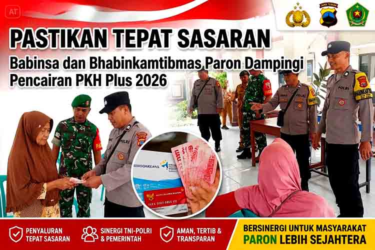 Pastikan Tepat Sasaran, Babinsa dan Bhabinkamtibmas Paron Dampingi Pencairan PKH Plus
