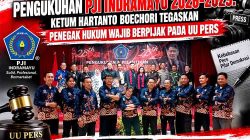 Pengukuhan PJI Indramayu 2026–2029 Ketum Hartanto Boechori Tegaskan Penegak Hukum Wajib Berpijak pada UU Pers
