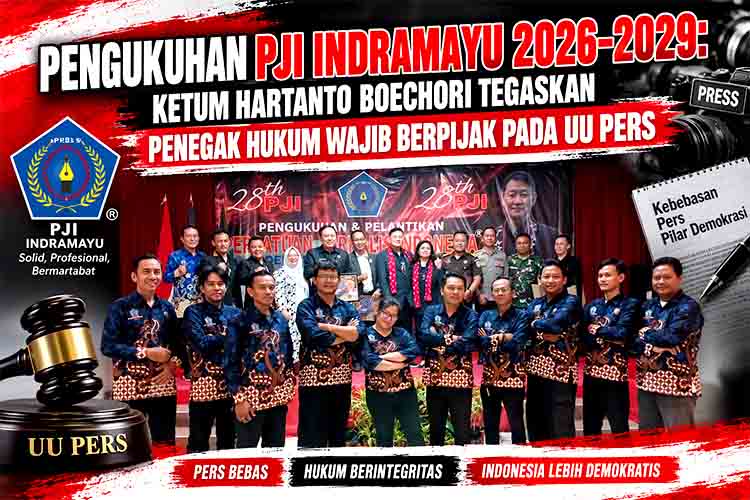 Pengukuhan PJI Indramayu 2026–2029 Ketum Hartanto Boechori Tegaskan Penegak Hukum Wajib Berpijak pada UU Pers