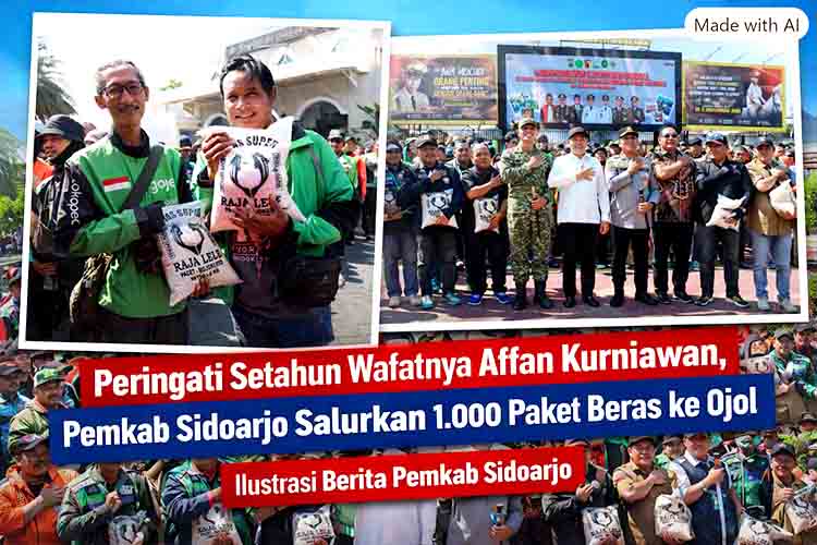 Peringati Setahun Wafatnya Affan Kurniawan, Pemkab Sidoarjo Salurkan 1.000 Paket Beras ke Ojol