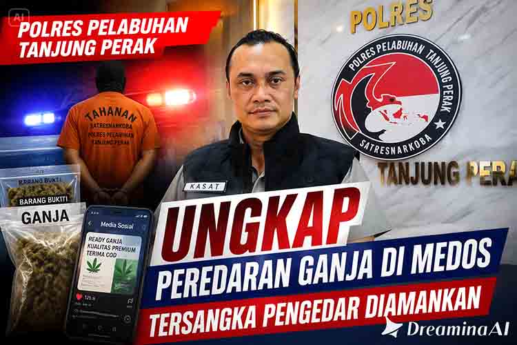 Polres Pelabuhan Tanjung Perak Ungkap Peredaran Ganja di Medos, Tersangka Pengedar Diamankan