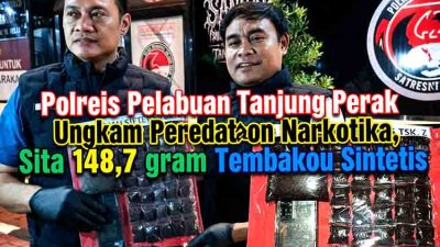 Polres Pelabuhan Tanjung Perak Ungkap Peredaran Narkotika,Sita 148,7 gram Tembakau Sintetis