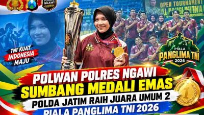 Polwan Polres Ngawi Sumbang Medali Emas, Polda Jatim Raih Juara Umum 2 Piala Panglima TNI