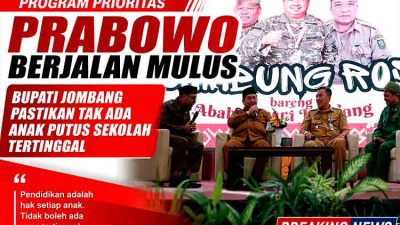 Program Prioritas Prabowo Berjalan Mulus, Bupati Jombang Pastikan Tak Ada Anak Putus Sekolah Tertinggal