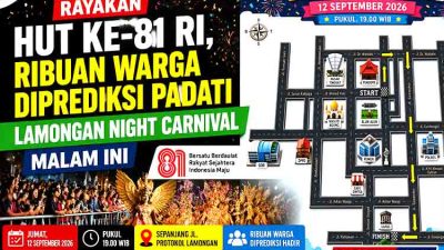 Rayakan HUT ke 81 RI, Ribuan Warga Diprediksi Padati Lamongan Night Carnival Malam Ini