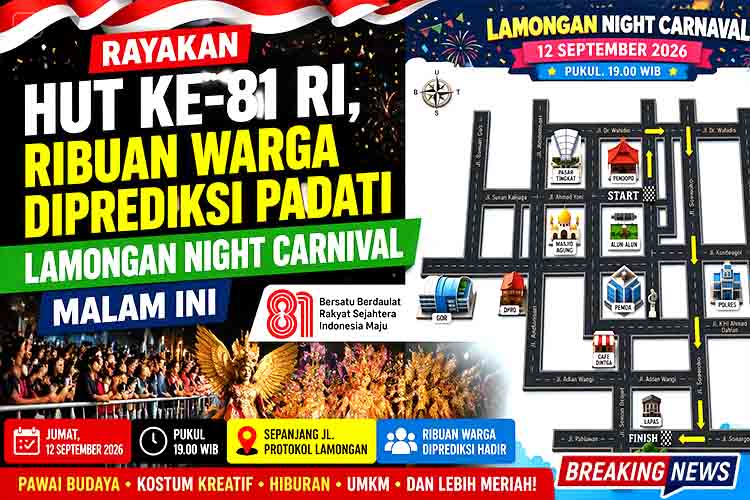 Rayakan HUT ke 81 RI, Ribuan Warga Diprediksi Padati Lamongan Night Carnival Malam Ini