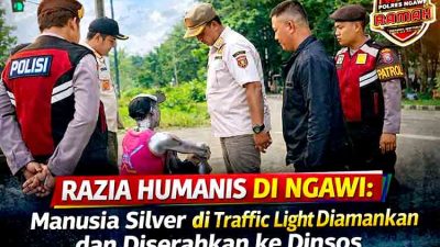 Razia Humanis di Ngawi: Manusia Silver di Traffic Light Diamankan dan Diserahkan ke Dinsos