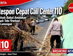 Respon Cepat Call Center 110, Polsek Babat Amankan Truk Tebu Overload di Lamongan