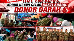 Sambut HUT TNI ke 81, Kodim Ngawi Gelar Bakti Sosial Donor Darah