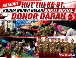 Sambut HUT TNI ke-81, Kodim Ngawi Gelar Bakti Sosial Donor Darah