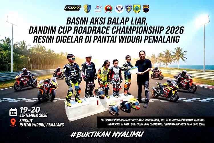 Semarak HUT TNI Ke 81, Sirkuit Pantai Widuri Pemalang Jadi Tuan Rumah Dandim Cup Roadrace Championship