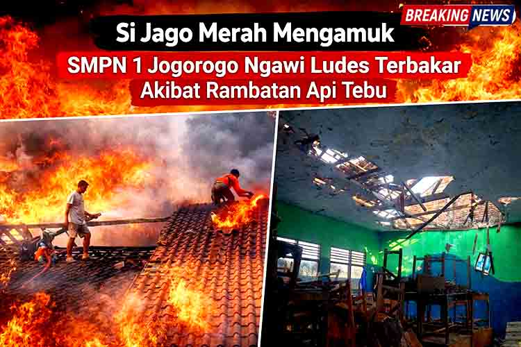 Si Jago Merah Mengamuk, SMPN 1 Jogorogo Ngawi Ludes Terbakar Akibat Rambatan Api Tebu