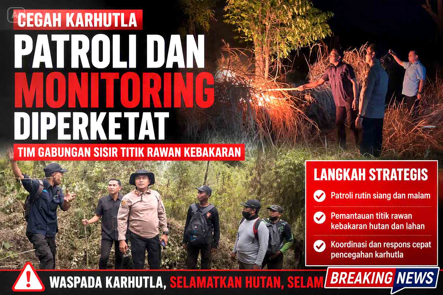 Sigap Cegah Karhutla Meluas, Kapolres Ngawi Turun Langsung Cek Titik Api di Lawu Utara