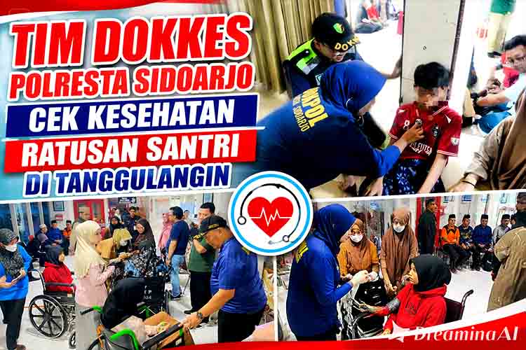 Tim Dokkes Polresta Sidoarjo Cek Kesehatan Ratusan Santri di Tanggulangin