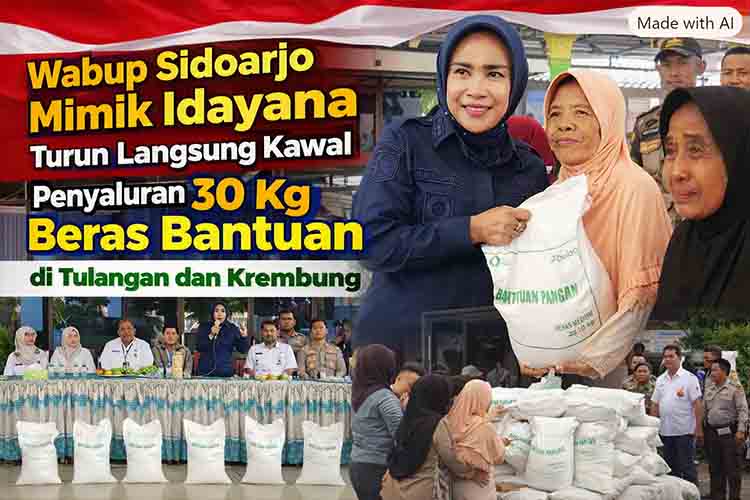 Wabup Sidoarjo Mimik Idayana Turun Langsung Kawal Penyaluran 30 Kg Beras Bantuan di Tulangan dan Krembung