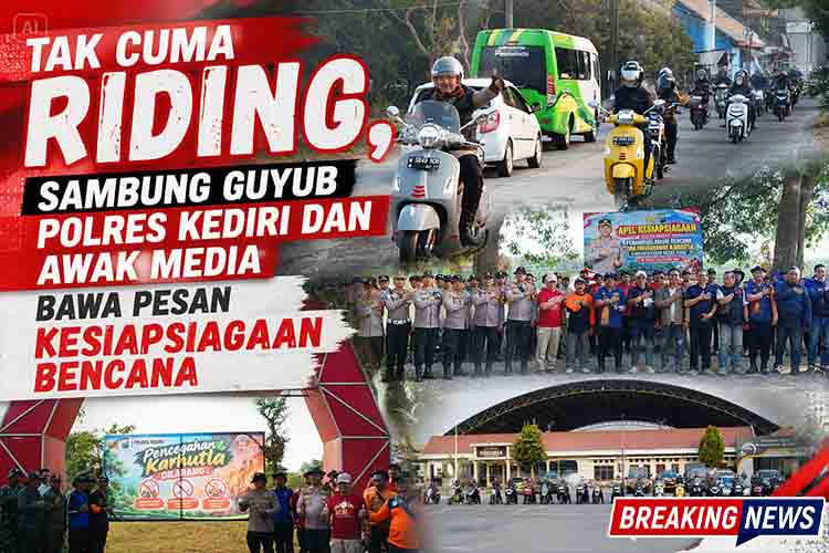‎Tak Cuma Riding, Sambung Guyub Polres Kediri dan Awak Media Bawa Pesan Kesiapsiagaan Bencana